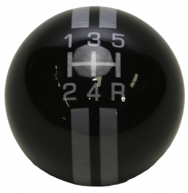 5-Speed R-series Black Shift Ball with Pearl-Gray Racing Stripe 2-1/8"