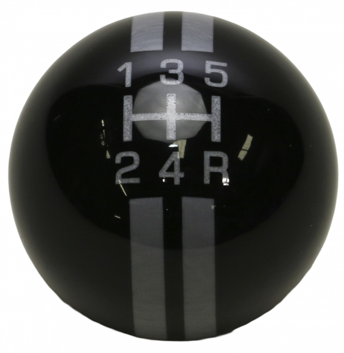 5-Speed R-series Black Shift Ball with Pearl-Gray Racing Stripe 2-1/8"