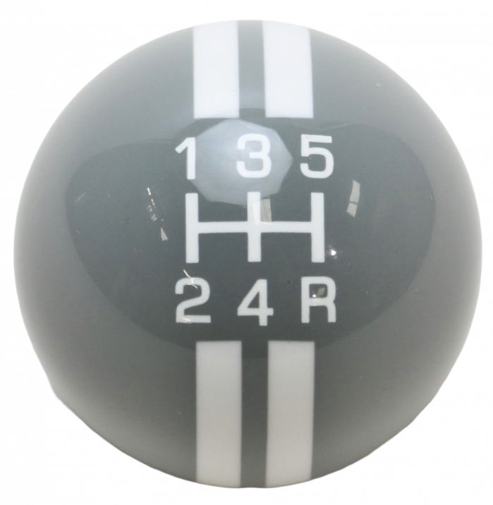5-Speed R-Series Gray Shift Ball with White Racing Stripe 2-1/8", 16mm used with Thread Reducers