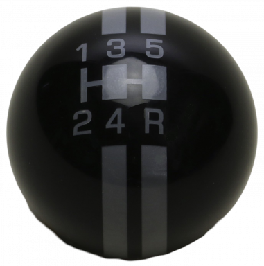 5-Speed Black Shift Ball with Pearl Gray Rally Stripe 2-1/8", 16mm used with Thread Reducers