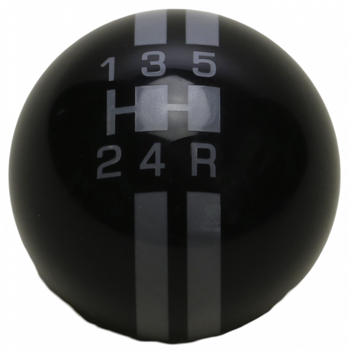 5-Speed Black Shift Ball with Pearl Gray Rally Stripe 2-1/8", 16mm used with Thread Reducers