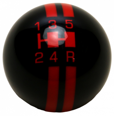 5-Speed Black Shift Ball with Red Rally Stripe 2-1/8", 16mm used with Thread Reducers