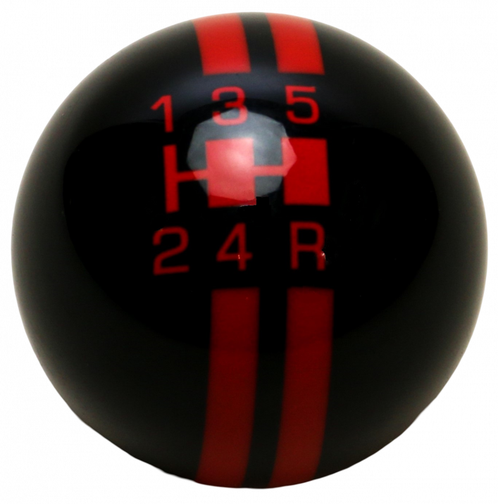 5-Speed Black Shift Ball with Red Rally Stripe 2-1/8", 16mm used with Thread Reducers