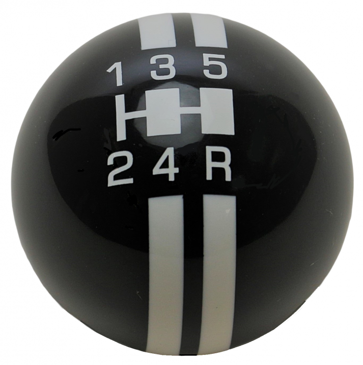 5-Speed Black Shift Ball with White Rally Stripe 2-1/8", 16mm used with Thread Reducers