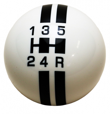 5-Speed White Shift Ball with Black Rally Stripes 2-1/8", 16mm used with Thread Reducers