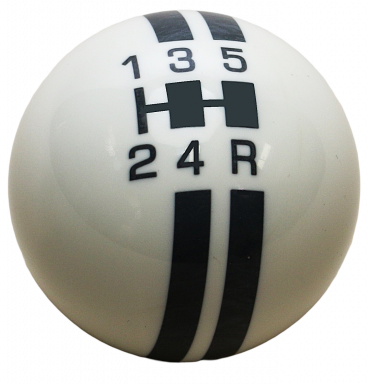 5-Speed White Shift Ball with Gray Rally Stripe 2-1/8", 16mm used with Thread Reducers