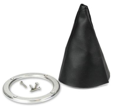 Lokar Hot Rod Shift boot/ Naugahyde/ 5" round/ Billet Aluminum Ring