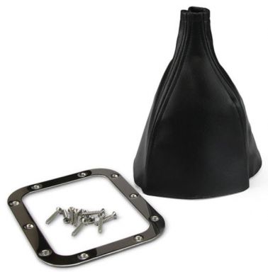 Lokar Rectangular Naugahyde Shift Boot/ Polished Stainless Ring
