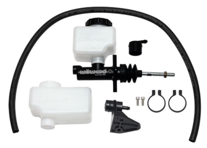 Master Cyl, Wilwood, Compact 1" bore x 1.12" stroke, cyl -banjo outlet, Combo remote Reservoirs