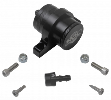 Reservoir & Bracket Kit, Machine Finish Billet Aluminum Black Anodized, AN4 Fitting End