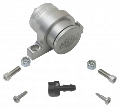 Reservoir & Bracket Kit, Machine Finish Billet Aluminum Clear Anodized, AN4 Fitting End,