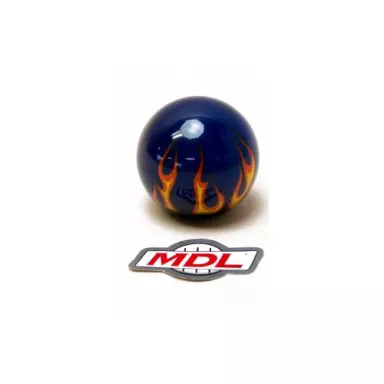Shifter Ball, Flame, Trans Blue, 2-1/8", 16mm Thread used with Thread Reducers
