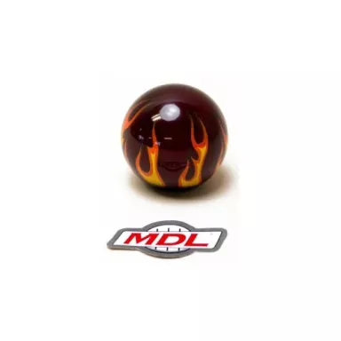 Shifter Ball, Flame, Trans Red, 2-1/8", 16mm Thread used with Thread Reducers