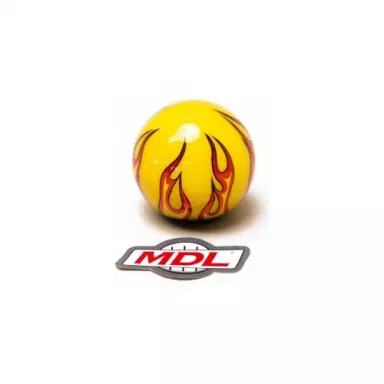 Shifter Ball, Flame, Trans Yellow, 2-1/8", 16mm Thread used with Thread Reducers