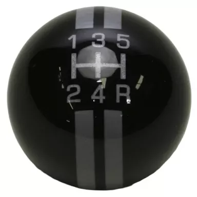 5-Speed R-series Black Shift Ball with Pearl-Gray Racing Stripe 2-1/8"