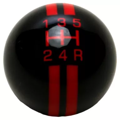 5-Speed R-Series Black Shift Ball/ Red Racing Stripe 2-1/8", 16mm used with Thread Reducers