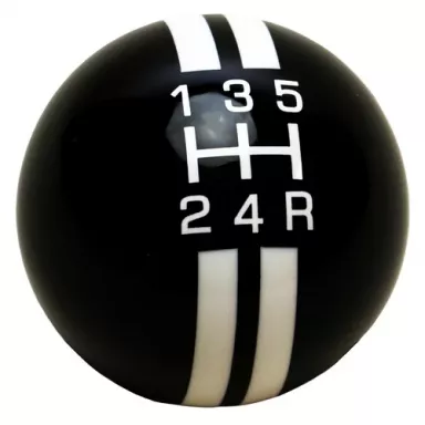 5-Speed R-Series Black Shift ball with White Racing Stripe 2-1/8", 16mm used with Thread Reducers