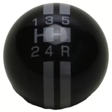 5-Speed Black Shift Ball with Pearl Gray Rally Stripe 2-1/8", 16mm used with Thread Reducers