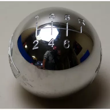 6-Speed Polished Aluminum Shift Ball 16mm Thread, 16mm Used with Thread Reducers