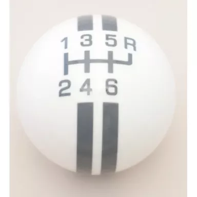 6-Speed R-Series White Shift Ball with Gray Rally Stripe 2-1/8", 16mm Used with Thread Reducers