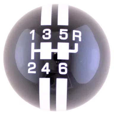 6-Speed Black Shift Ball with White Rally Stripe 2-1/8", 16mm Used with Thread Reducers