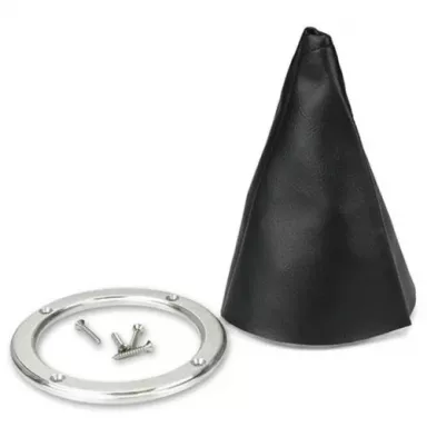 Lokar Hot Rod Shift boot/ Naugahyde/ 5" round/ Billet Aluminum Ring