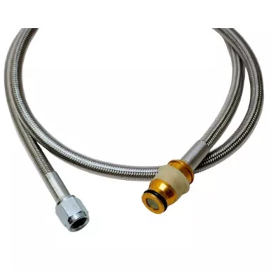 Steel braided line GM Male Quick Disconnect, Female AN4, 30" long, Clear Coated