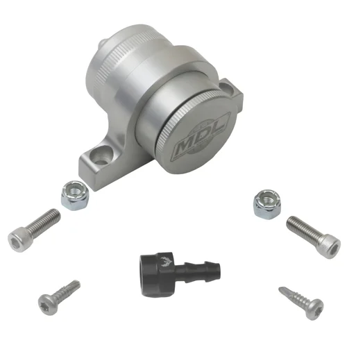 Reservoir & Bracket Kit, Machine Finish Billet Aluminum Clear Anodized, An4 Fitting End,