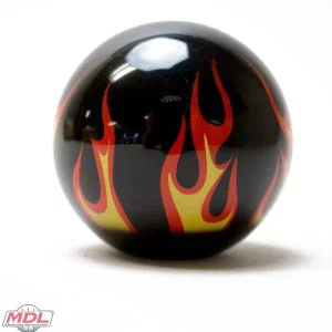 Shifter Ball, Flame, Trans Black, 2-1/8", 16mm Thread Used with Thread Reducers