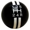 R-Series 5-Speed Shift Ball | Black with White Racing Stripe | 2-1/8" Diameter