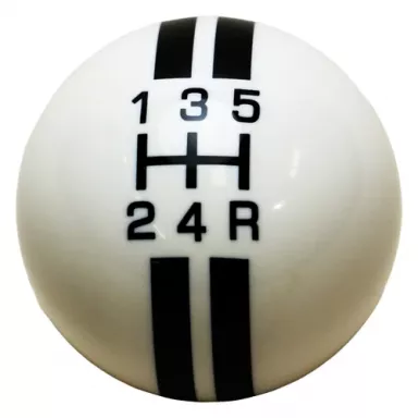 5-Speed R-Series White Shift Ball with Black Racing Stripe 2-1/8", 16mm Used with Thread Reducers