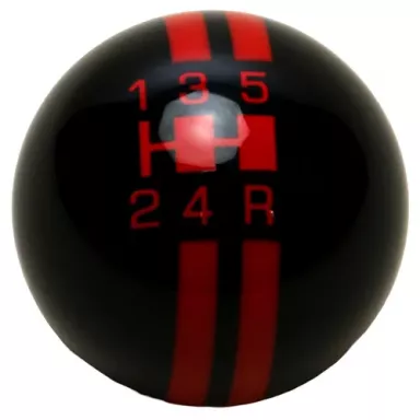 5-Speed Black Shift Ball with Red Rally Stripe 2-1/8", 16mm Used with Thread Reducers