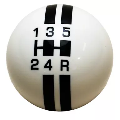 5-Speed White Shift Ball with Black Rally Stripes 2-1/8", 16mm Used with Thread Reducers