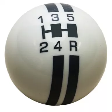 5-Speed White Shift Ball with Gray Rally Stripe 2-1/8", 16mm Used with Thread Reducers
