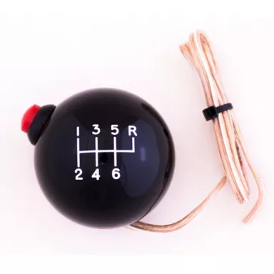 6-Speed Black Shift Ball, w/Push Lock-Out/ Side Mounted, 16mm Used with Thread Reducers