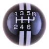 R-Series Shift Ball | 6-Speed | Black with Pearl Gray Racing Stripe | 2-1/8"