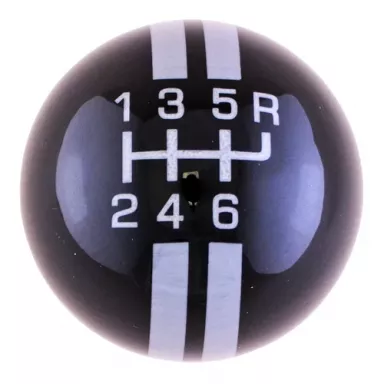 6-Speed R-Series Black Shift Ball with Pearl Gray Racing Stripe 2-1/8";
