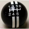 R-Series 6-Speed Shift Ball | Black with White Racing Stripe | 2-1/8" | 16mm Thread