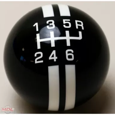 6-Speed R-Series Black Shift Ball with Racing Stripe 2-1/8", 16mm Used with Thread Reducers