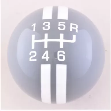 6-Speed R-Series Gray Shift Ball with White Rally Stripe 2-1/8", 16mm Used with Thread Reducers