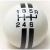 R-Series 6-Speed Shift Knob | White with Black Rally Stripes | 2-1/8" | 16mm