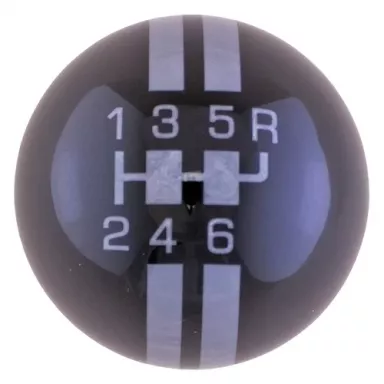 6-Speed Black Shift Ball with Pearl Rally Stripe 2-1/8", 16mm Used with Thread Reducers
