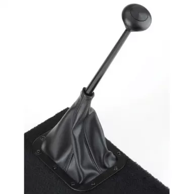 Lokar Rectangular Naugahyde Shift Boot/ Polished Black Stainless Ring