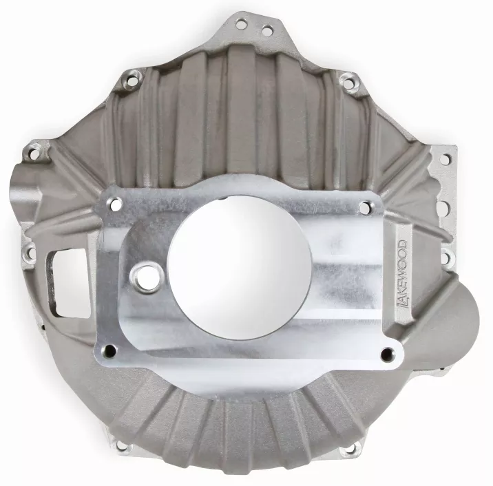 Bellhousing, Aluminum, GM LT1/LS, Lakewood, 168 Tooth SB/BB, to GM Four Speed Bolt Pattern.