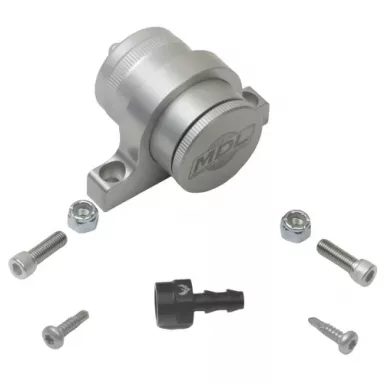 Reservoir & Bracket Kit, Machine Finish Billet Aluminum Clear Anodized, An4 Fitting End,