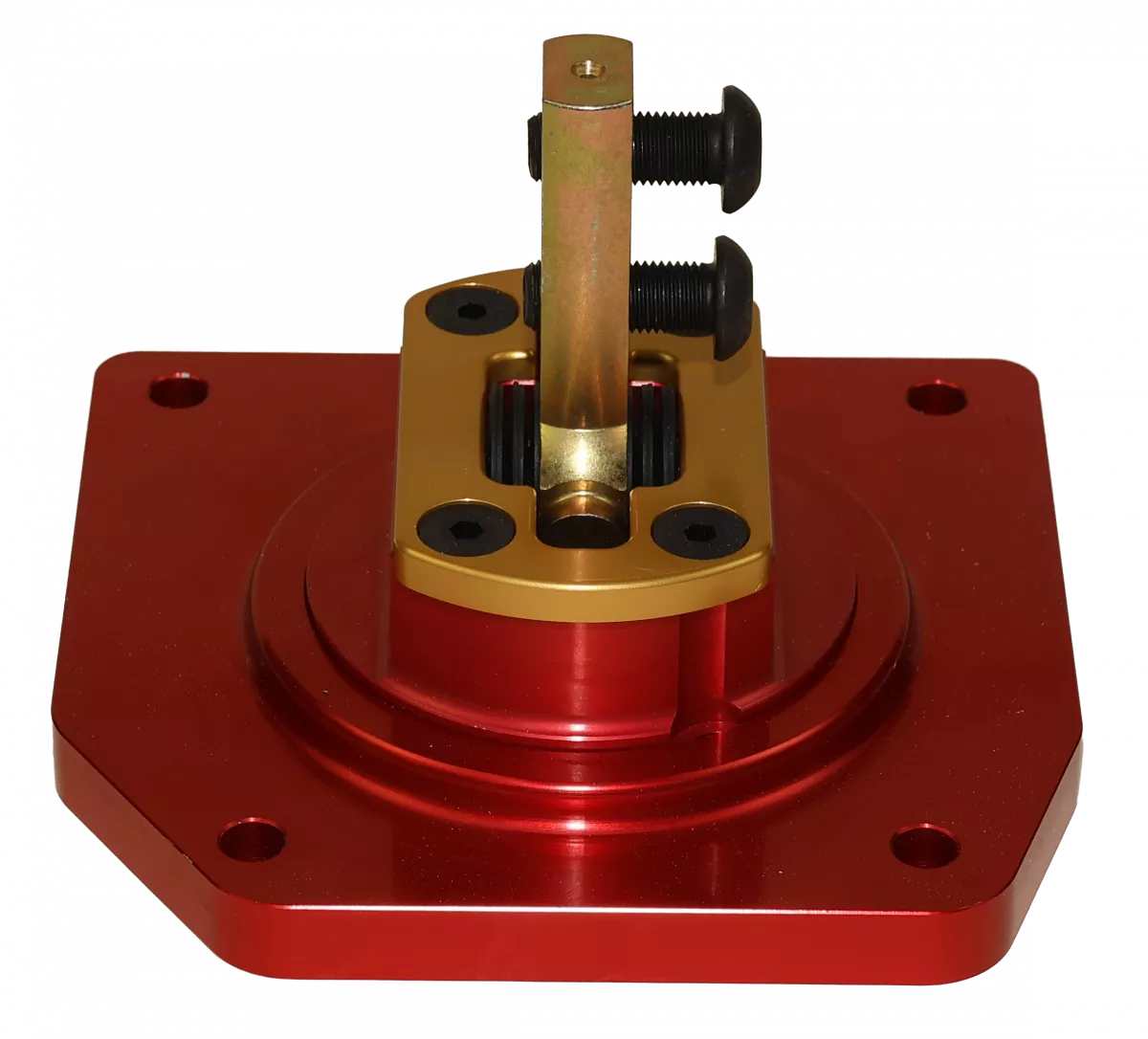 TREMEC TKO500/TKO600 Mid-Shift Conversion Shifter By RaceTuning - Red Anodized/Gold Iridite Finish