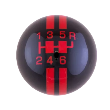 6-Speed R-Series Black Shift Ball with Red Racing Stripe 2-1/8", 16mm Used with Thread Reducers