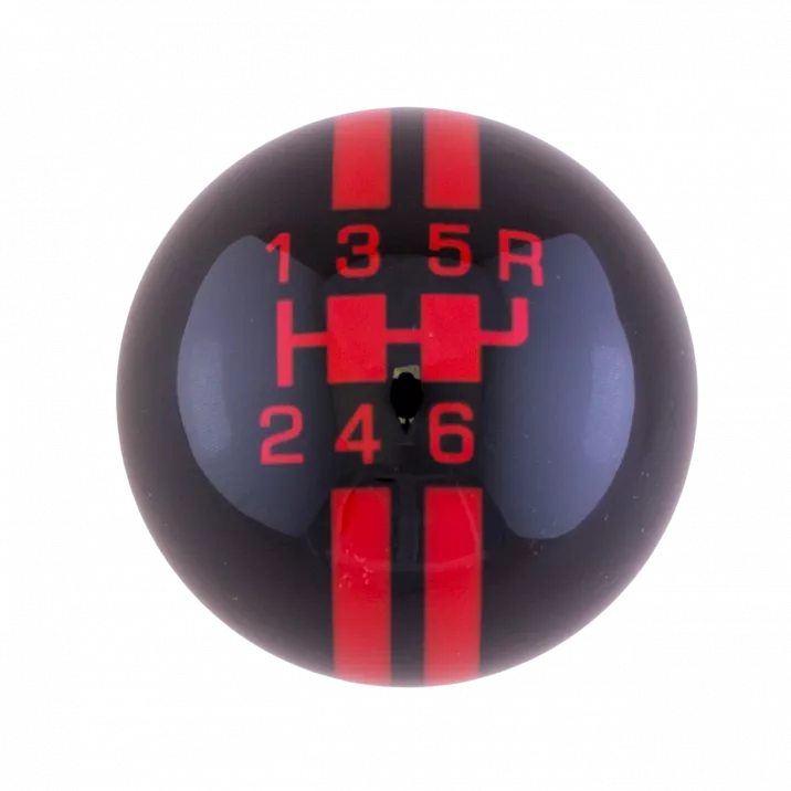6-Speed R-Series Black Shift Ball with Red Racing Stripe 2-1/8", 16mm Used with Thread Reducers