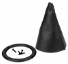 Lokar Round Shift Boot | 5" Naugahyde | Black Anodized Billet Ring