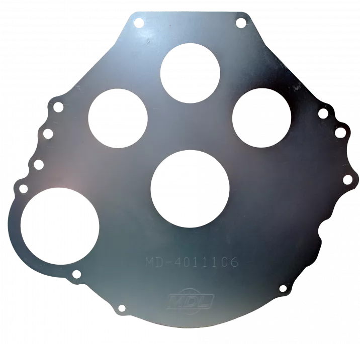 MDL Block Plate, 6-Bolt SBF, 157 Tooth T-5/TKO/TKX with Clear Zinc Plating